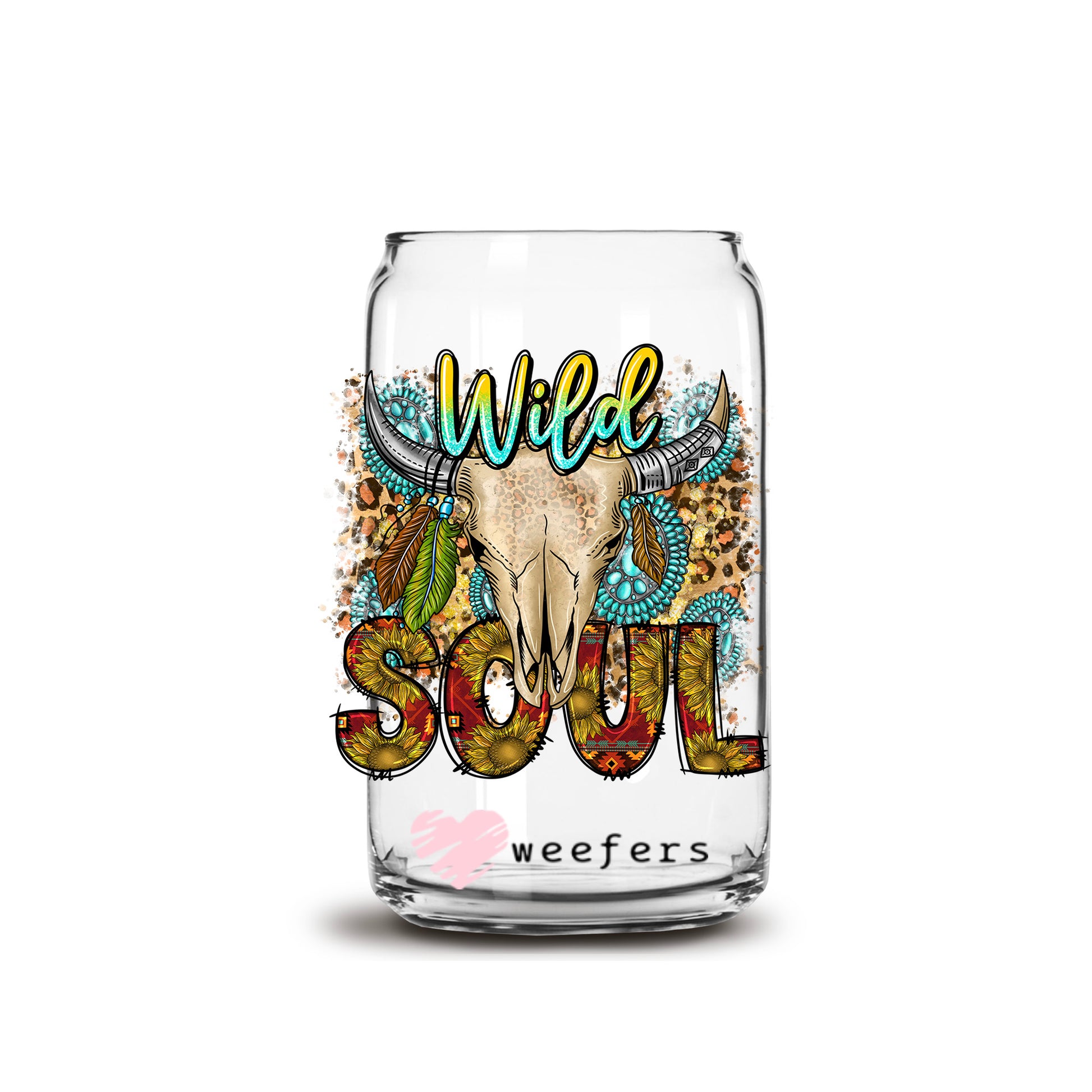 Wild Soul Western 16oz Libbey Glass Can UV DTF or Sublimation Cup Wrap - Decal Transfer - Weefers