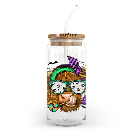 Bougee Highlander Cow Halloween 20oz Libbey Glass Can UV DTF or Sublimation Wrap - Decal - Weefers