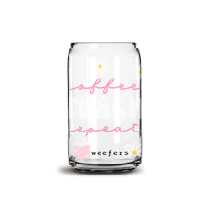 Load image into Gallery viewer, Coffee Teach Repeat Pink and White 16oz Libbey Glass Can UV-DTF or Sublimation Wrap - Decal
