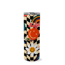 Load image into Gallery viewer, 20oz Skinny Tumbler Wrap - Checkered Retro Smile Face
