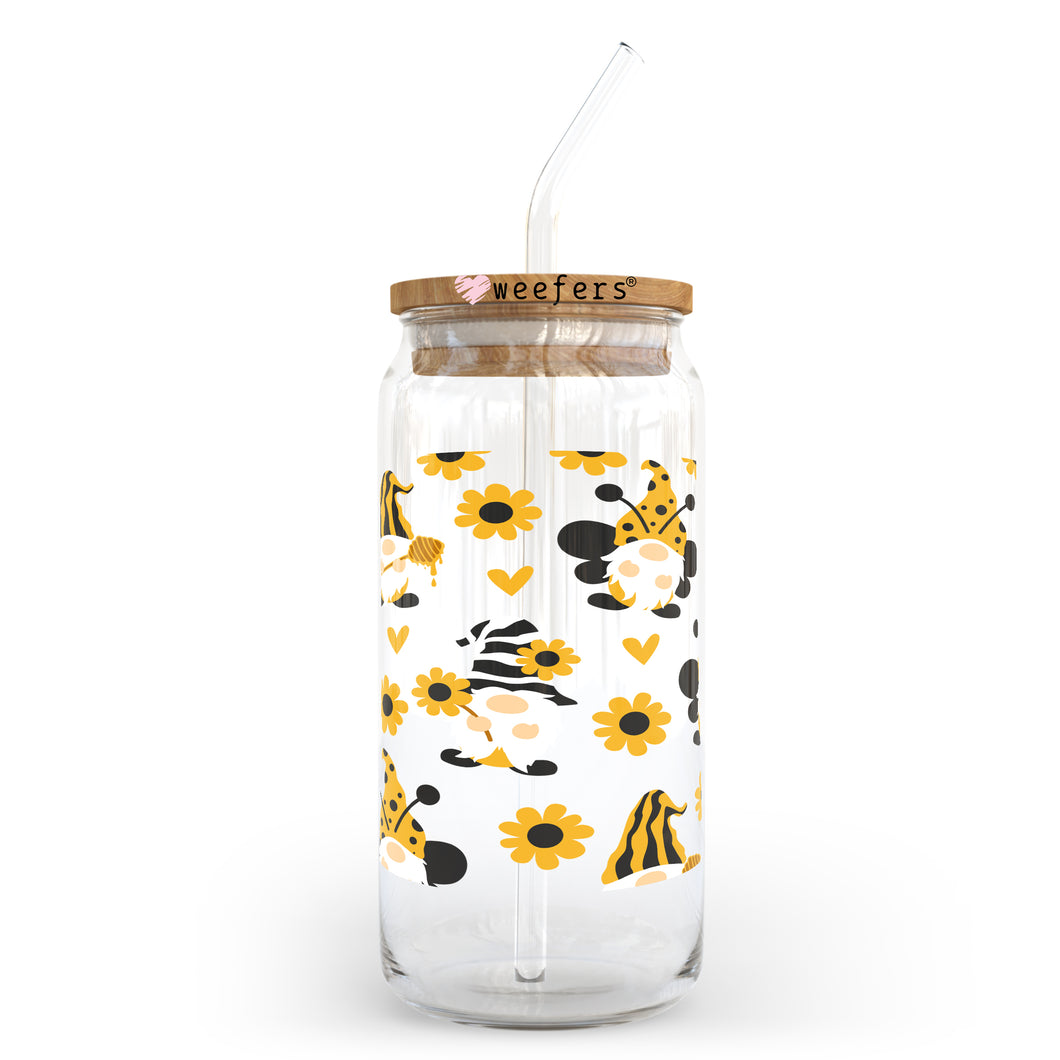 Sunflower Gnomes 20oz Libbey Glass Can UV-DTF or Sublimation Wrap - Decal