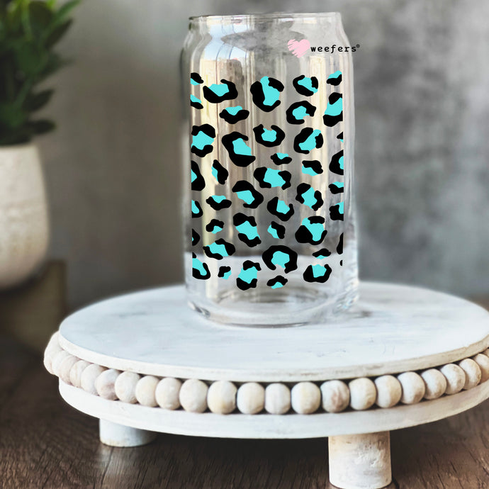 a glass jar with a leopard print on it