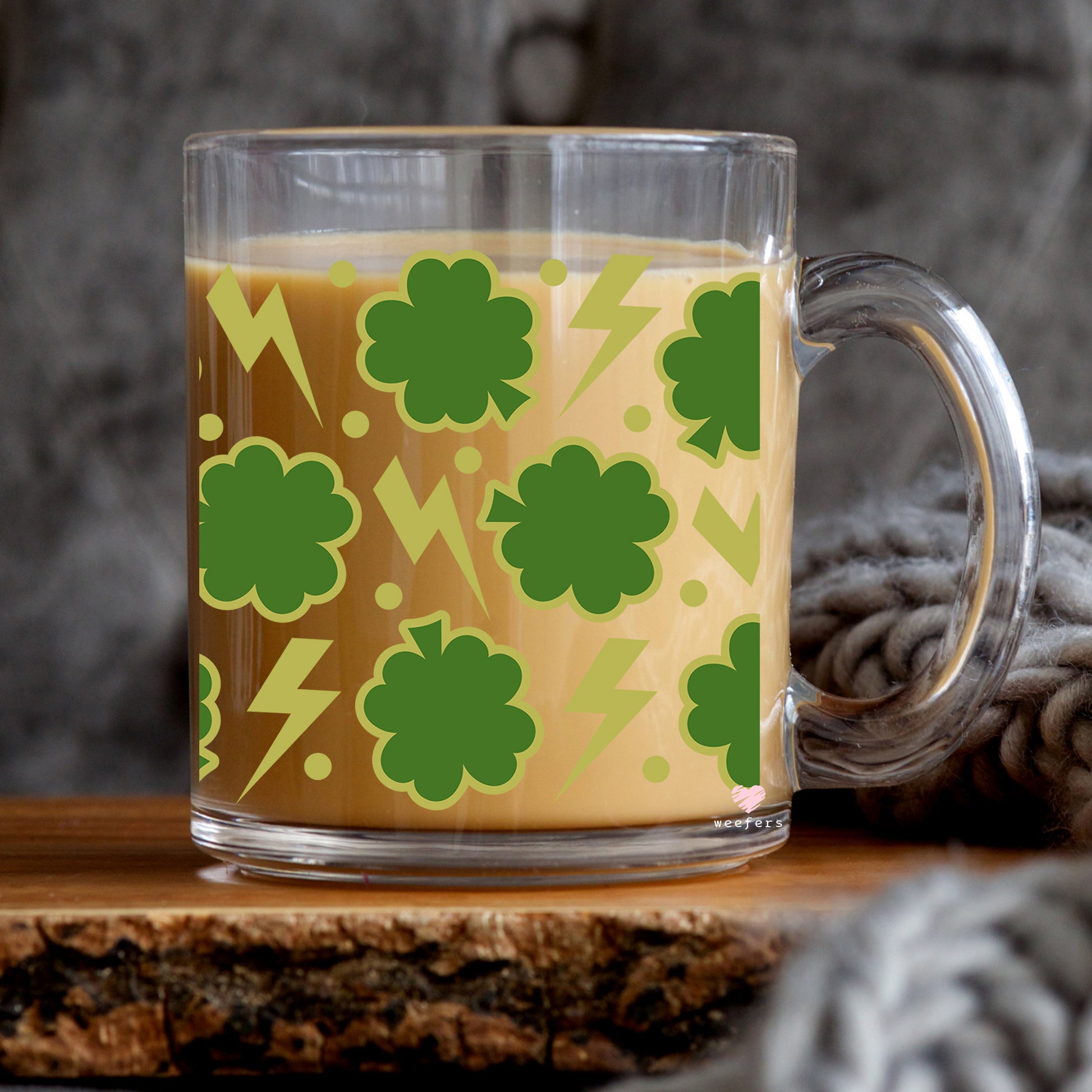 Shamrock Bolts St Patrick's Day 11oz Coffee Mug UV DTF or Sublimation Wrap - Decal - Weefers