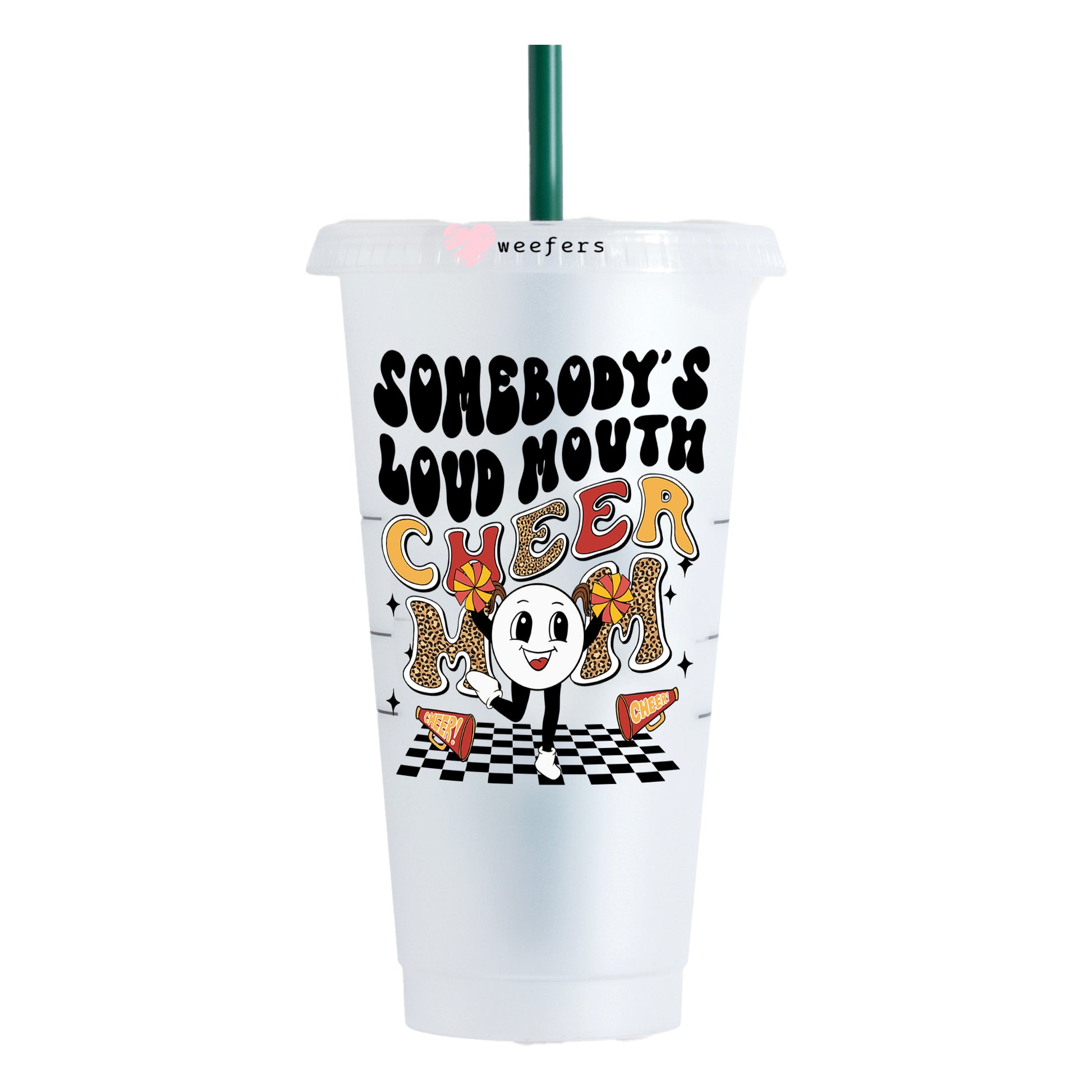 Somebody's Loud Mouth Cheer Mom 24oz UV DTF Cold Cup Wrap - Ready to apply Decal - Weefers