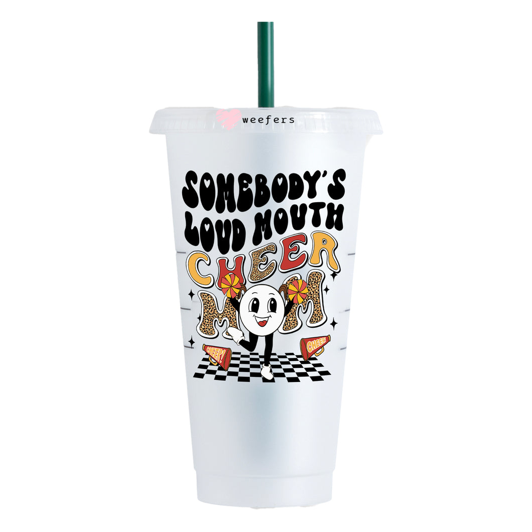Somebody's Loud Mouth Cheer Mom 24oz UV-DTF Cold Cup Wrap - Ready to apply Decal