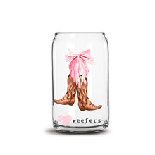Load image into Gallery viewer, a glass jar with a picture of a pair of cowboy boots
