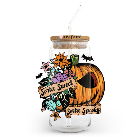 Kinda Sweet Kinda Spooky Halloween 20oz Libbey Glass Can, 34oz Hip Sip, 40oz Tumbler UV DTF or Sublimation Decal Transfer - Weefers