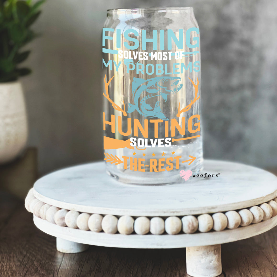Funny Fishing and Hunting 16oz Libbey Glass Can UV-DTF or Sublimation Wrap - Decal