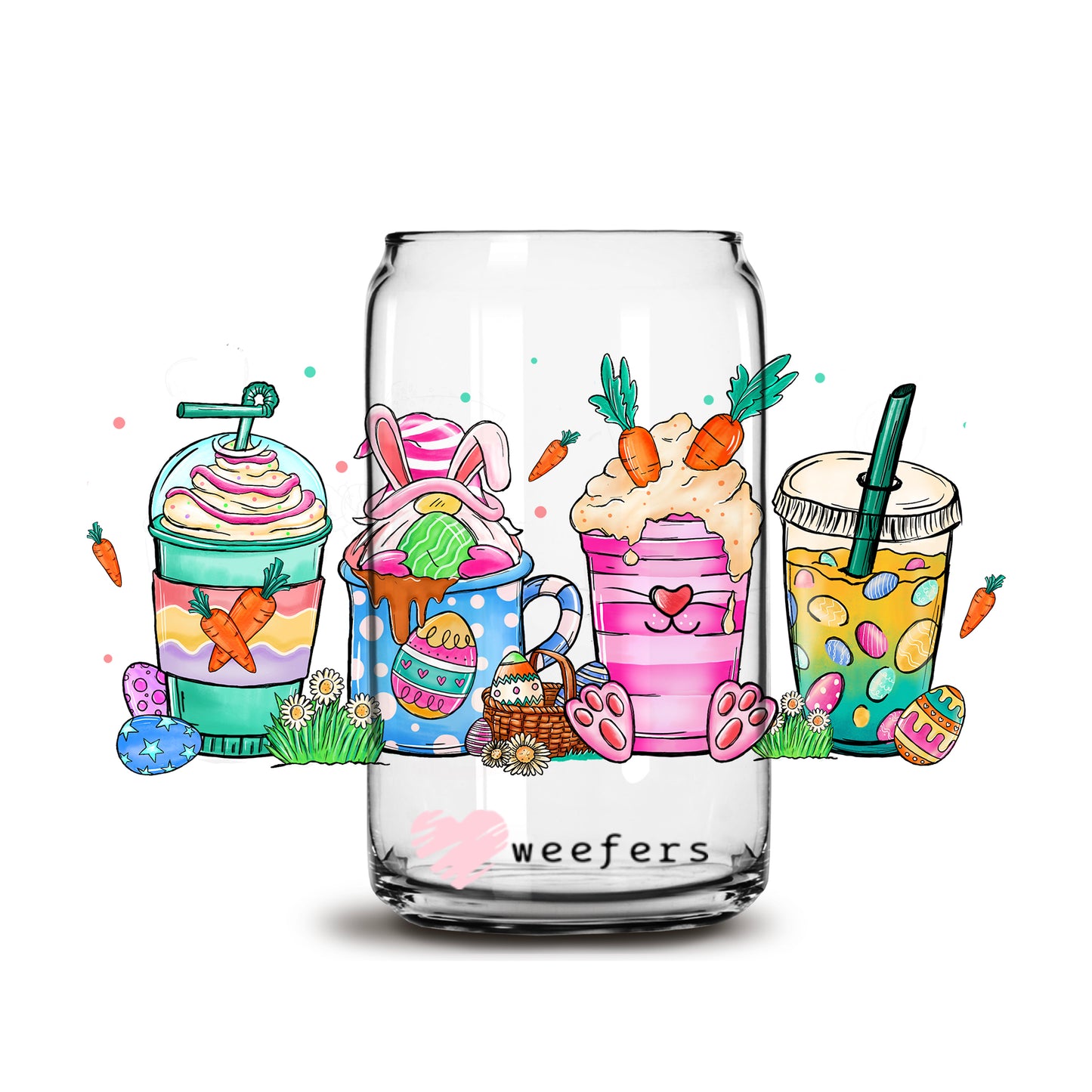 Easter Coffee Latte Libbey Glass Can UV DTF or Sublimation Wrap - Decal - Weefers