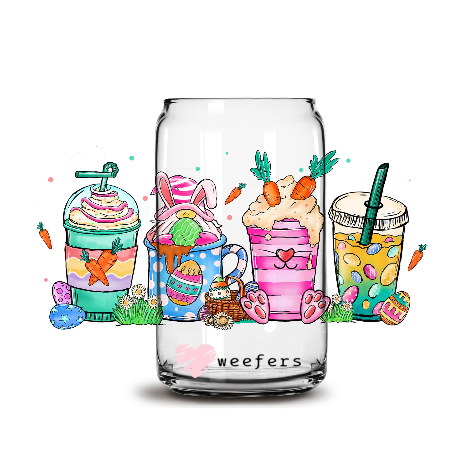 Easter Coffee Latte Libbey Glass Can UV DTF or Sublimation Wrap - Decal - Weefers