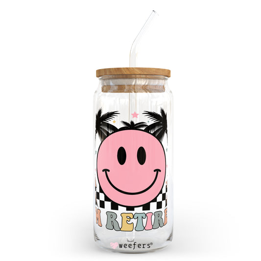 Retro Smile Face I'm Retried 20oz Libbey Glass Can, 34oz Hip Sip, 40oz Tumbler UV DTF or Sublimation Decal Transfer - Weefers