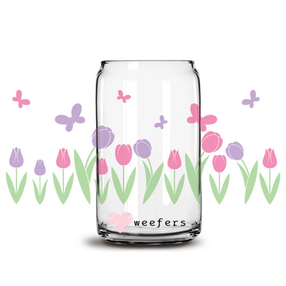 Easter Tulips 16oz Libbey Glass Can UV DTF or Sublimation Cup Wrap - Decal Transfer - Weefers