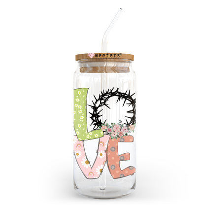 Love Crown of Thorns Easter 20oz Libbey Glass Can UV DTF or Sublimation Wrap - Decal - Weefers