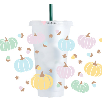 Pastel Pumpkins 24oz UV DTF Cold Cup Wrap - Ready to apply Wrap - HOLE - Weefers