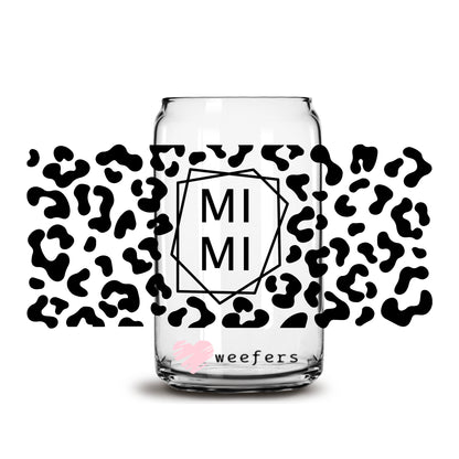 Black Leopard Mimi 16oz Libbey Glass Can UV DTF or Sublimation Wrap - Decal - Weefers