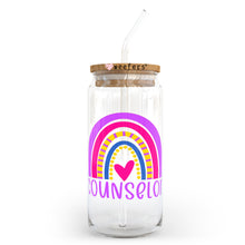 Load image into Gallery viewer, Bright Rainbow Counselor Only 20oz Libbey Glass Can, 34oz Hip Sip, 40oz Tumbler UVDTF or Sublimation Decal Transfer
