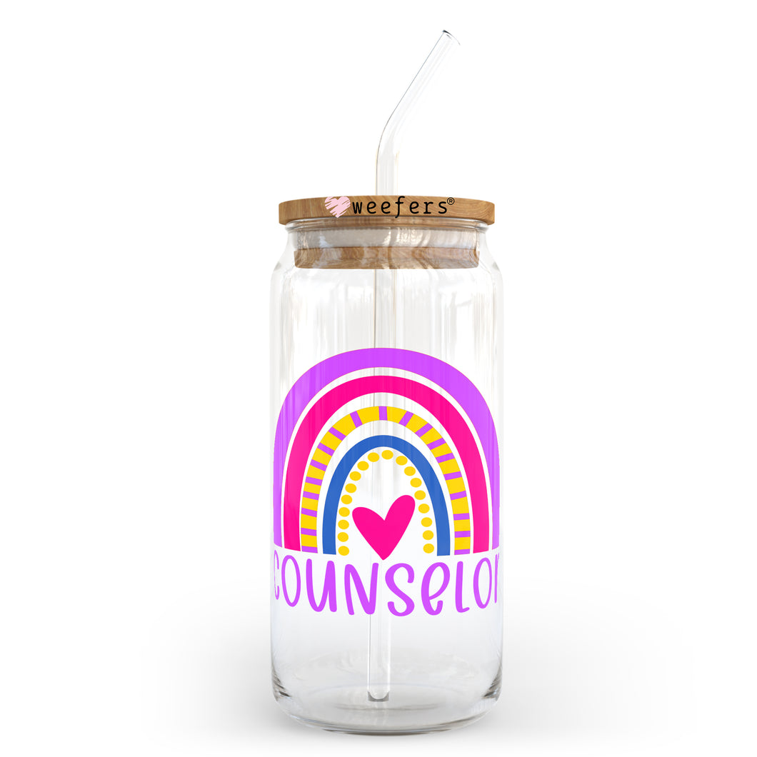 Bright Rainbow Counselor Only 20oz Libbey Glass Can, 34oz Hip Sip, 40oz Tumbler UVDTF or Sublimation Decal Transfer