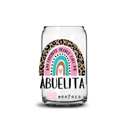 Mother's Day Abuelita Boho Rainbow  16oz Libbey Glass Can Cup UV DTF or Sublimation Wrap - Decal - Weefers