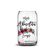 Load image into Gallery viewer, Spanish Mejor Abuelita Siempre Burgundy Floral 16oz Libbey Glass Can UV-DTF or Sublimation Wrap - Decal
