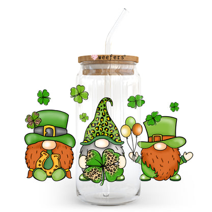 Gnomes Patrick's Day 20oz Libbey Glass Can UV DTF or Sublimation Wrap - Decal - Weefers