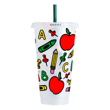Load image into Gallery viewer, Teacher School Days NO HOLE 24oz Cold Cup UV-DTF Wrap - Hole - Ready to apply Wrap
