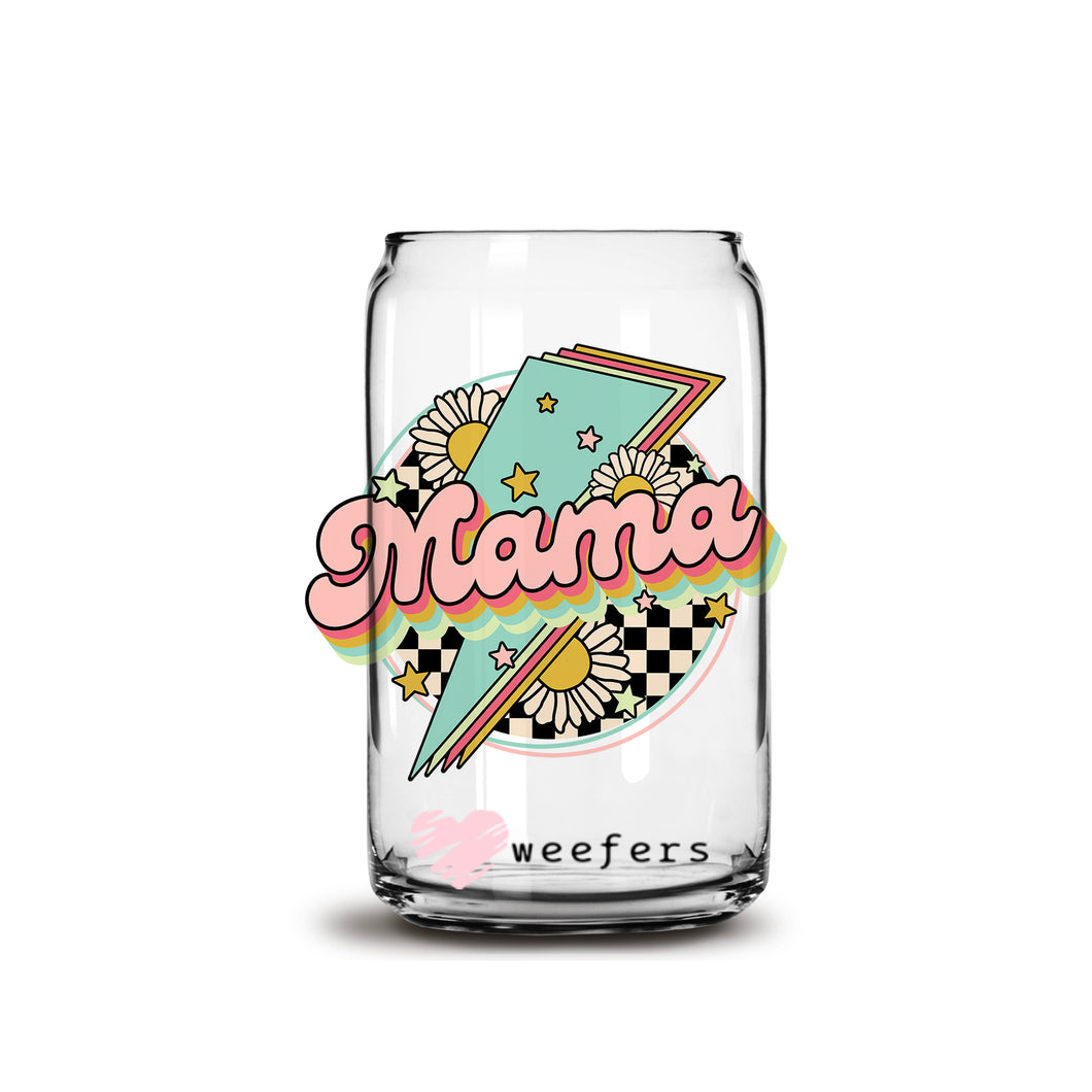 Mama Lightening Bolt 16oz Libbey Glass Can UV-DTF or Sublimation Wrap - Decal
