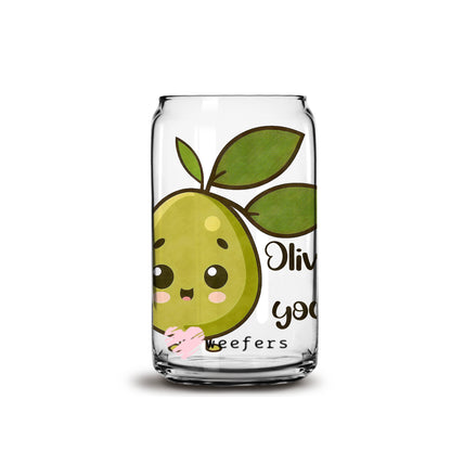 Olive You 16oz Libbey Glass Can UV DTF or Sublimation Wrap - Decal - Weefers