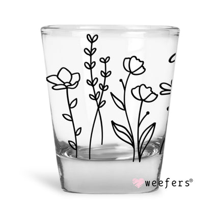 Wild flowers Black Shot Glass Short UV DTF or Sublimation Wrap - Decal - Weefers