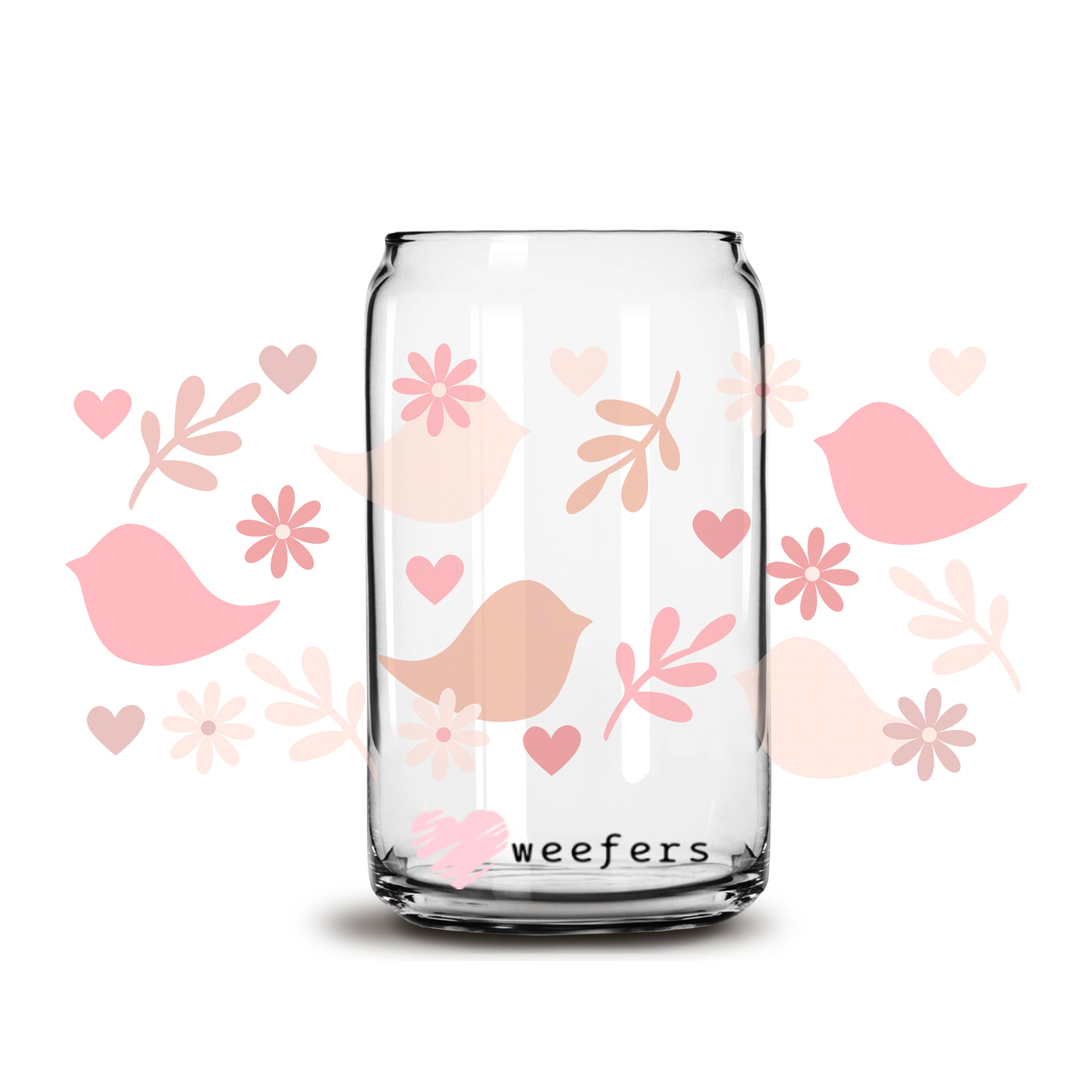 Boho Birds 16oz Libbey Glass Can UV DTF or Sublimation Wrap - Decal - Weefers