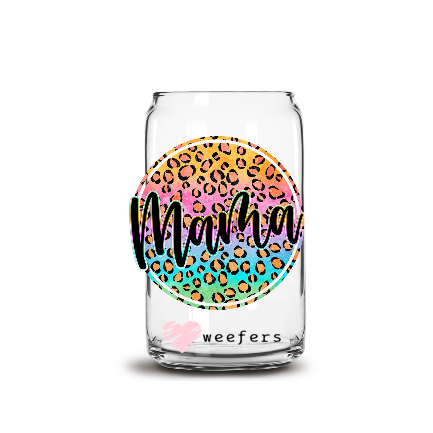 Mama Tri Colored Cheetah Print 16oz Libbey Glass Can UV DTF or Sublimation Wrap - Decal - Weefers