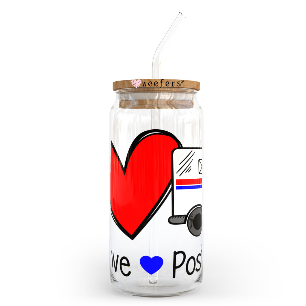 Peace Love Postal Worker 20oz Libbey Glass Can, 34oz Hip Sip, 40oz Tumbler UVDTF or Sublimation Decal Transfer