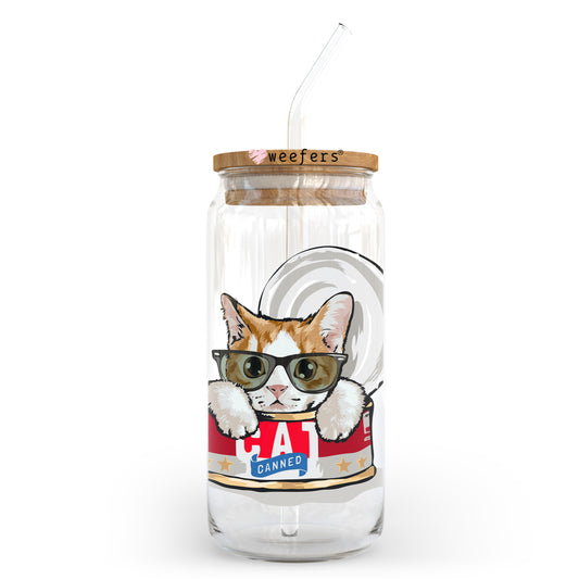 Cat Canned 20oz Libbey Glass Can UV DTF or Sublimation Wrap - Decal Transfer Weefers