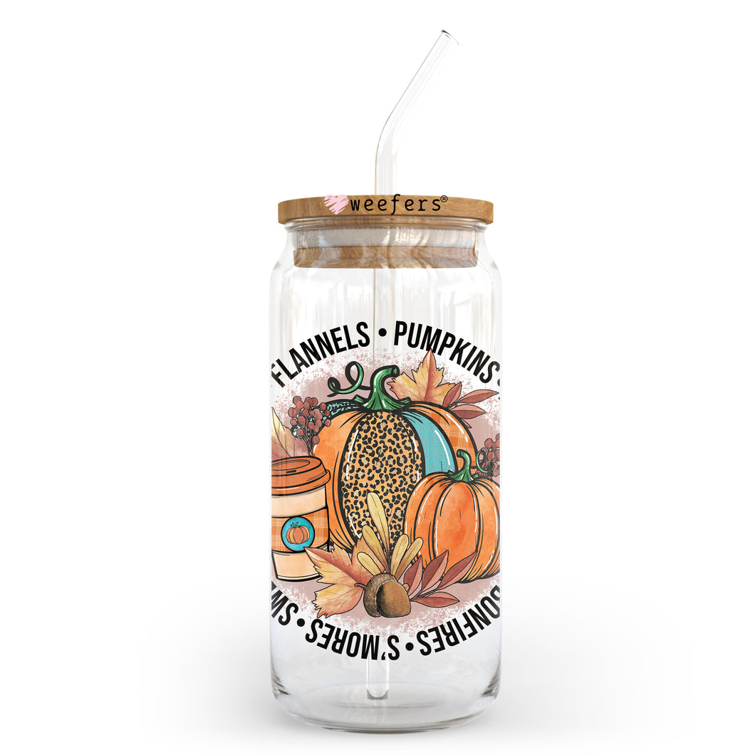 Flannels Pumpkins Leaves Fall Patch 20oz Libbey Glass Can, 34oz Hip Sip, 40oz Tumbler UVDTF or Sublimation Decal Transfer