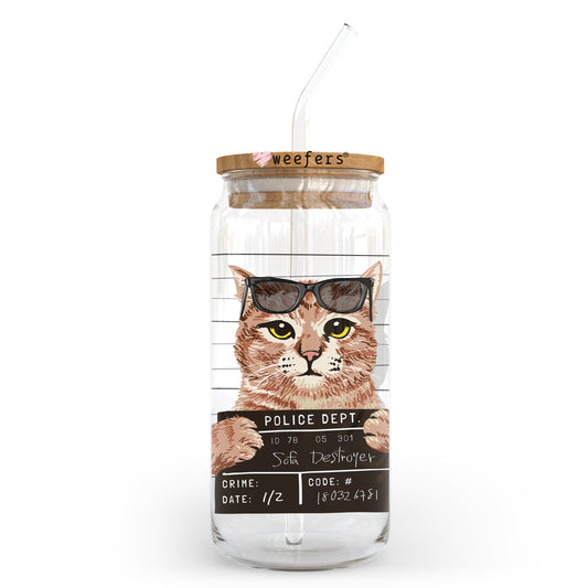 Cat Mug Shot 20oz Libbey Glass Can UV DTF or Sublimation Wrap - Decal Transfer Weefers