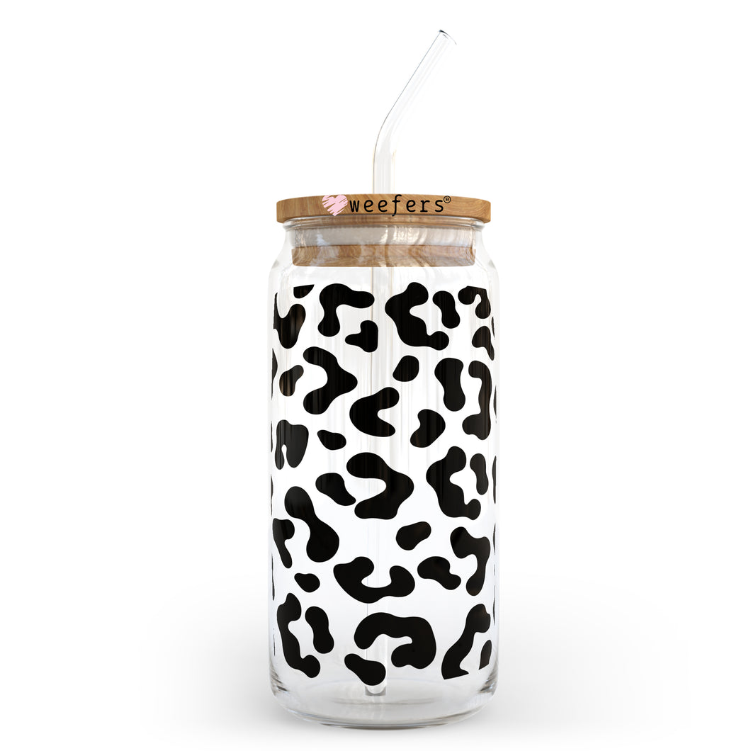 Black Cheetah Animal Print 20oz Libbey Glass Can UV-DTF or Sublimation Wrap - Decal