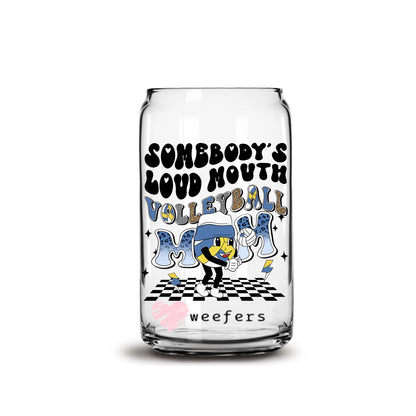 Somebody's Loud Mouth Volleyball Mom Retro 16oz Libbey Glass Can UV DTF or Sublimation Wrap - Decal - Weefers