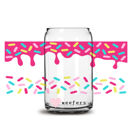 Pink Confetti 16oz Libbey Glass Can UV DTF or Sublimation Wrap - Decal - Weefers