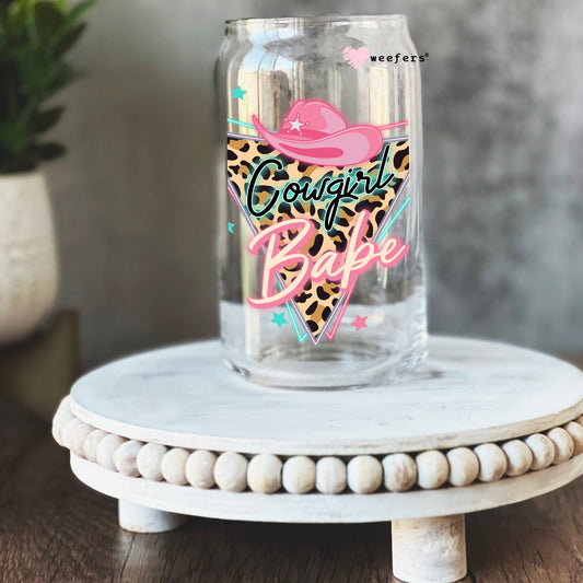 Cowgirl Babe 16oz Libbey Glass Can UV DTF or Sublimation Cup Wrap - Decal Transfer Weefers