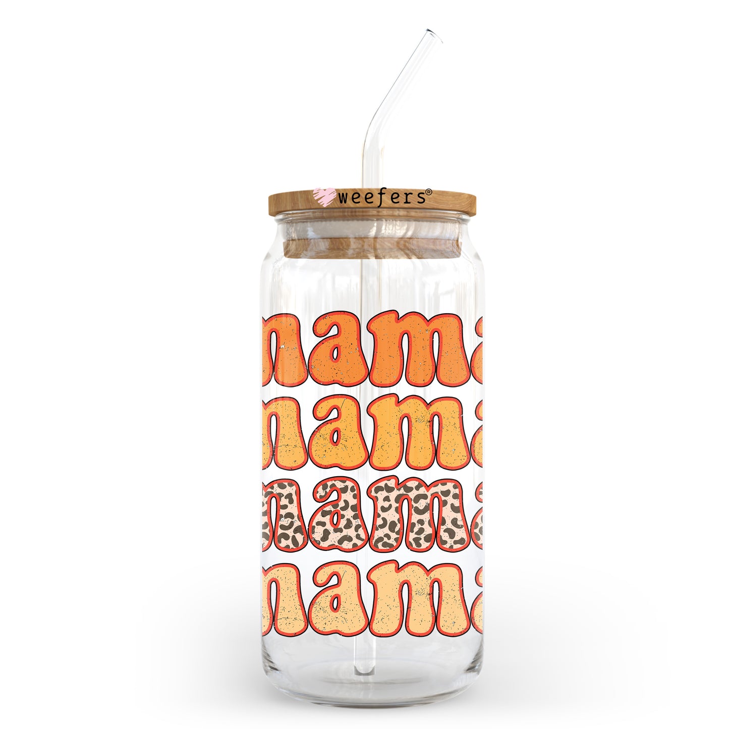 Mama Stacked Orange 20oz Libbey Glass Can UV DTF or Sublimation Wrap - Decal Transfer - Weefers