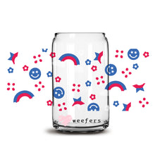 Load image into Gallery viewer, 4th of July Smile Face 16oz Libbey Glass Can UV-DTF or Sublimation Wrap - Decal
