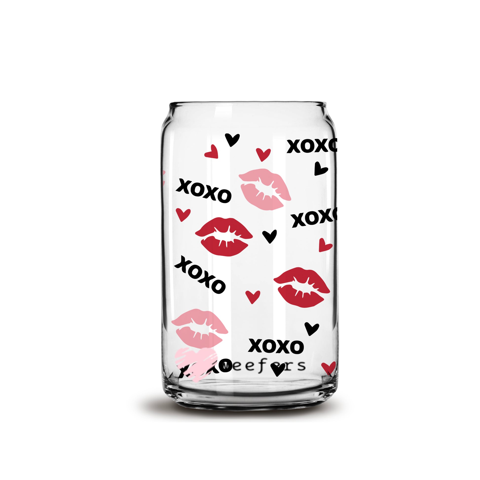 Valentine Lips XOXO Libbey Glass Can Wrap UV DTF Sublimation Transfers - Weefers