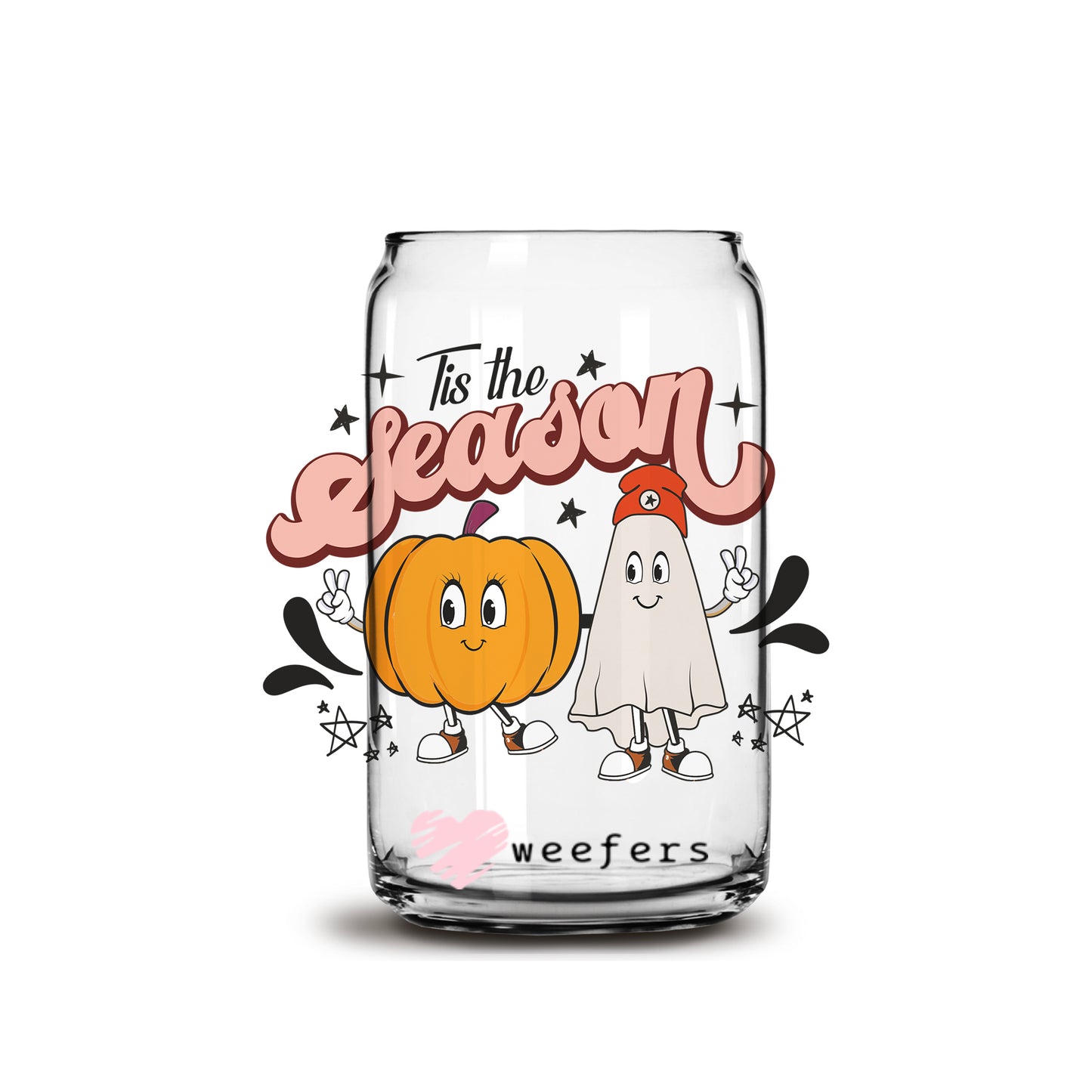 Tis The Season 16oz Libbey Glass Can UV DTF or Sublimation Wrap - Decal - Weefers