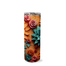 Load image into Gallery viewer, 20oz Skinny Tumbler Wrap - 3D Rust Autumn Teals
