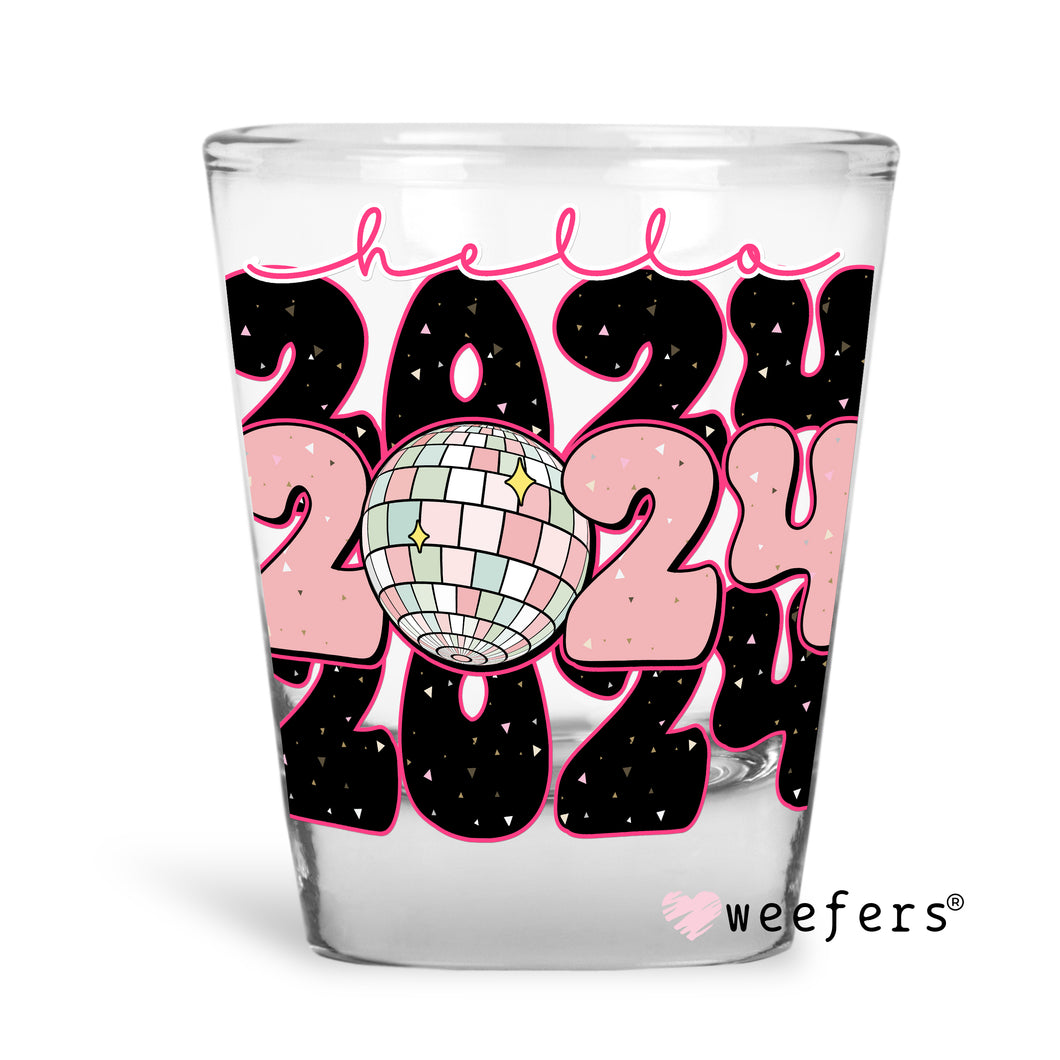 Hello 2024 New Years Shot Glass Short UV-DTF or Sublimation Wrap - Decal