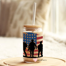 Load image into Gallery viewer, Soldier American Flag 16oz Libbey Glass Can UV-DTF or Sublimation Wrap - Decal
