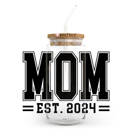 Mom Est. 2024 Lines 20oz Libbey Glass Can UV DTF or Sublimation Wrap - Decal - Weefers