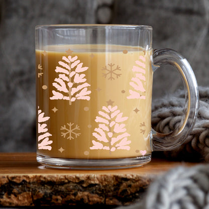 Blush Pink Christmas Trees 11oz Coffee Mug UV DTF or Sublimation Wrap - Decal - Weefers