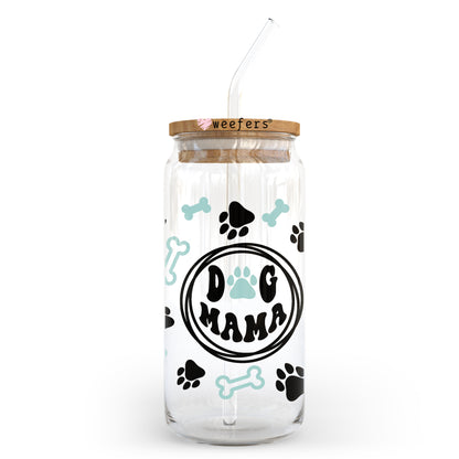 Dog Mama Teal and Black 20oz Libbey Glass Can UV DTF or Sublimation Wrap - Decal - Weefers