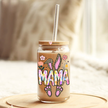 Mama Bunny 16oz Libbey Glass Can UV DTF or Sublimation Cup Wrap - Decal Transfer - Weefers