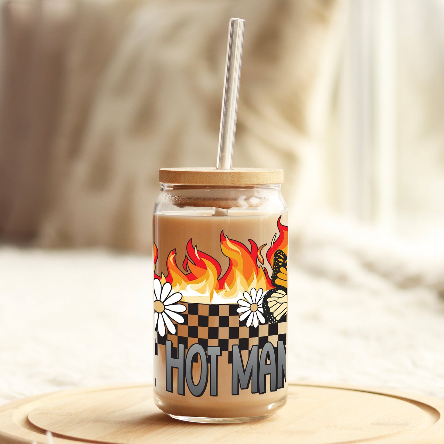 One Hot Mama 16oz Libbey Glass Can UV DTF or Sublimation Cup Wrap - Decal Transfer - Weefers